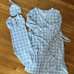 NWOT Caden Lane newborn gown and hat & matching mommy robe